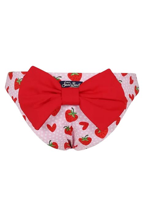 Costume bambina Madame MC2 Saint Barth 01257H Rosa slip nylon stampa lovely traw all over fiocco MC2 SAINT BARTH | Costumi | MADAME01257H21